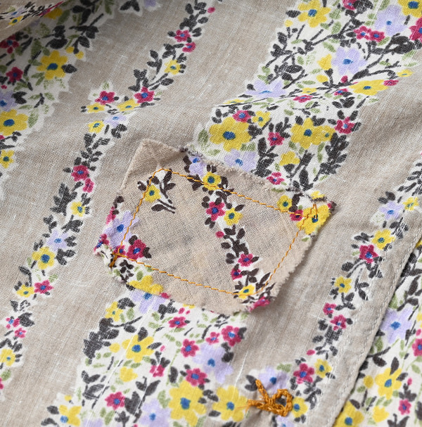 Indian Khadi Soapworts Flower Print Blouse Detail