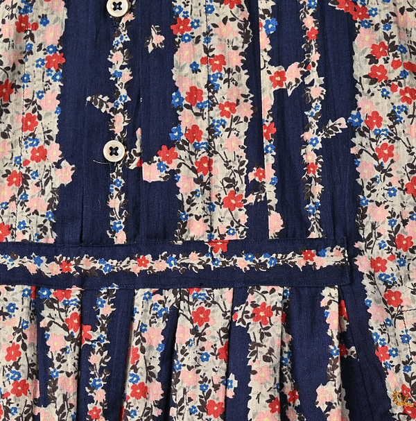 Indian Khadi Soapworts Flower Print Dress Detail