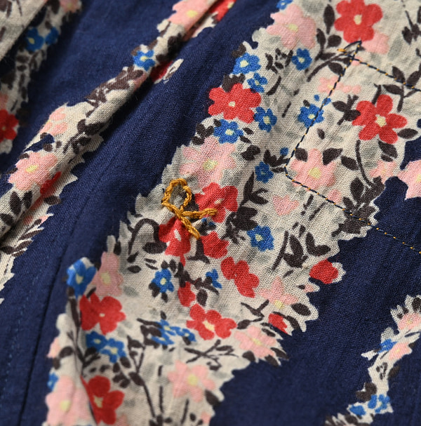 Indian Khadi Soapworts Flower Print Dress Detail