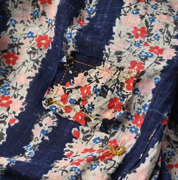 Indian Khadi Soapworts Flower Print Dress Detail