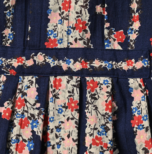 Indian Khadi Soapworts Flower Print Dress Detail