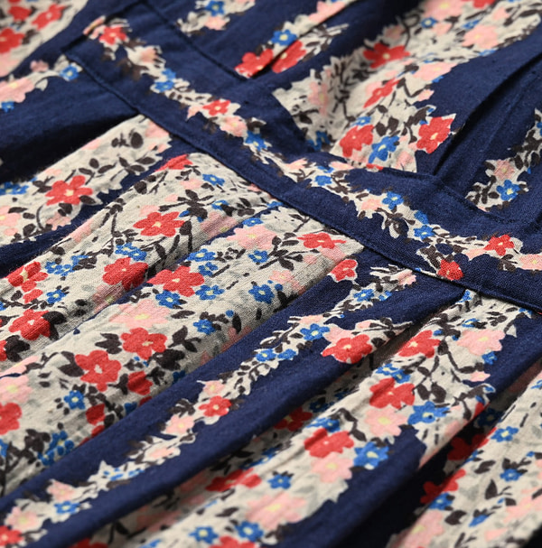 Indian Khadi Soapworts Flower Print Dress Detail