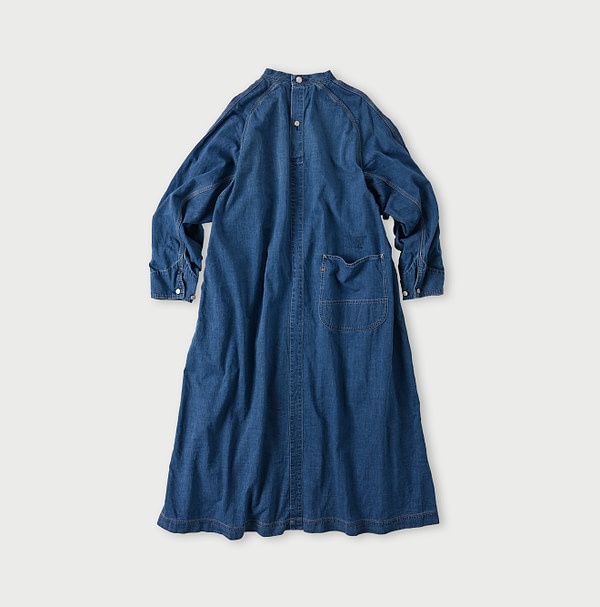 Nando Nando Distressed Mon Petite Chino Indigo Cover All Dress Back