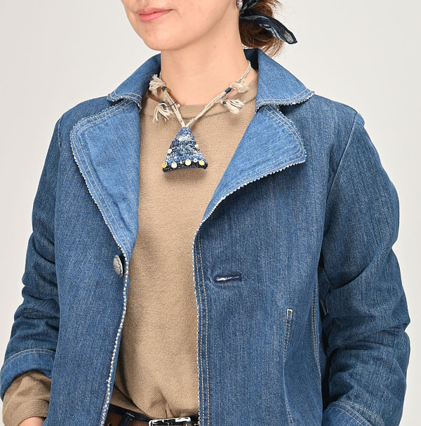 Indigo Rye Mugi Denim Lehua Jacket Female Model