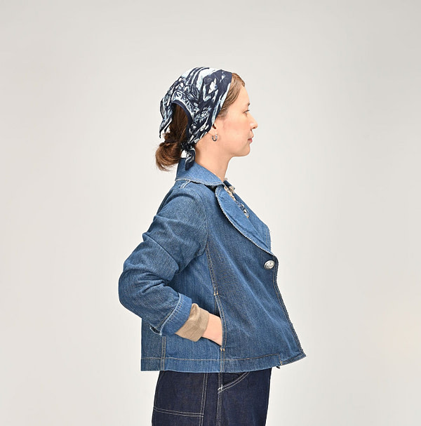 Indigo Rye Mugi Denim Lehua Jacket Female Model