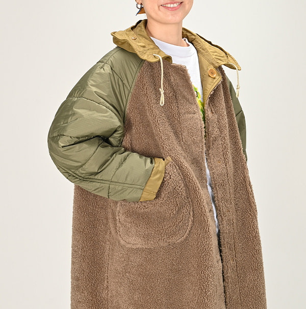 Atsu Nylon Quilt Coat Female Model