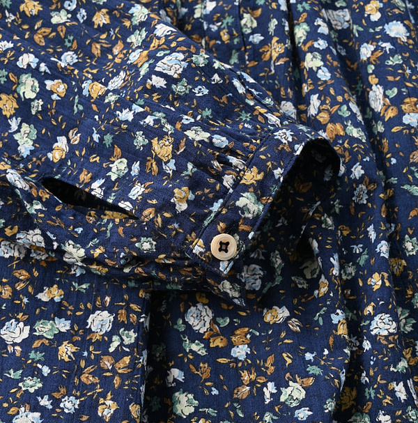 Indian Khadi Flower Print Smock Blouse Detail