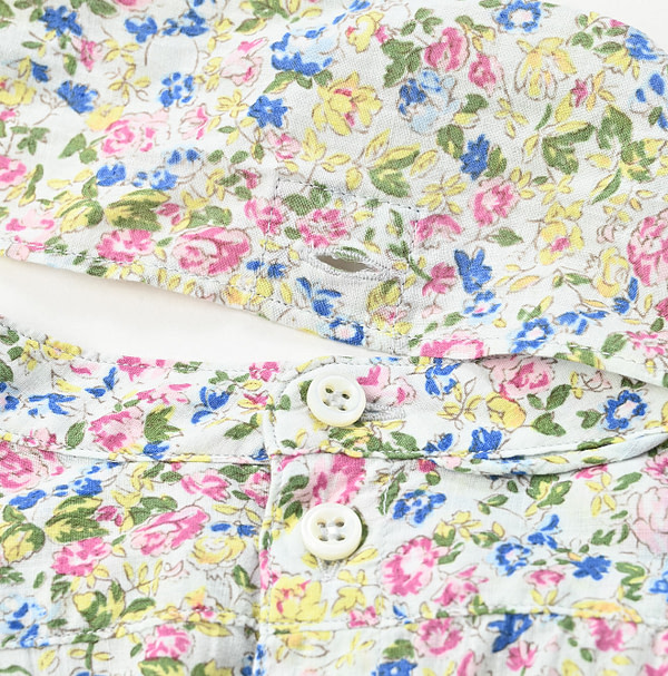 Indian Khadi Flower Print Ribbon Blouse Detail