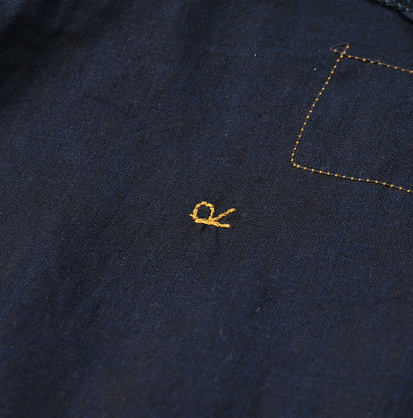 Indigo Cotton Tweed 908 Stand Vest Detail