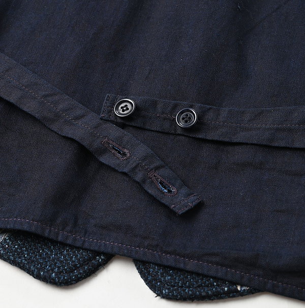 Indigo Cotton Tweed 908 Stand Vest Detail