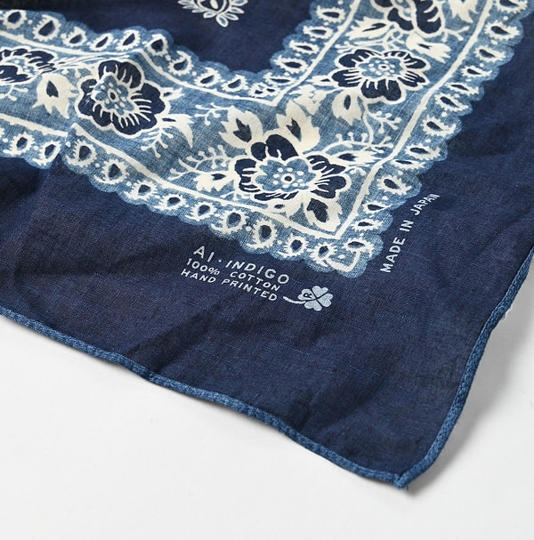 Indigo Frame Flower Bandana Detail