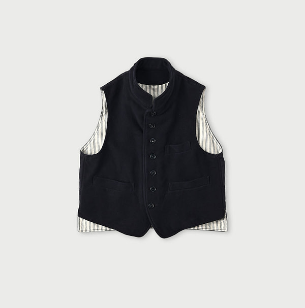 Cotton Flannel 908 Stand Collar Vest Navy