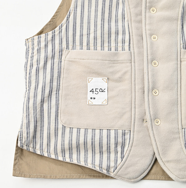 Cotton Flannel 908 Stand Collar Vest Detail