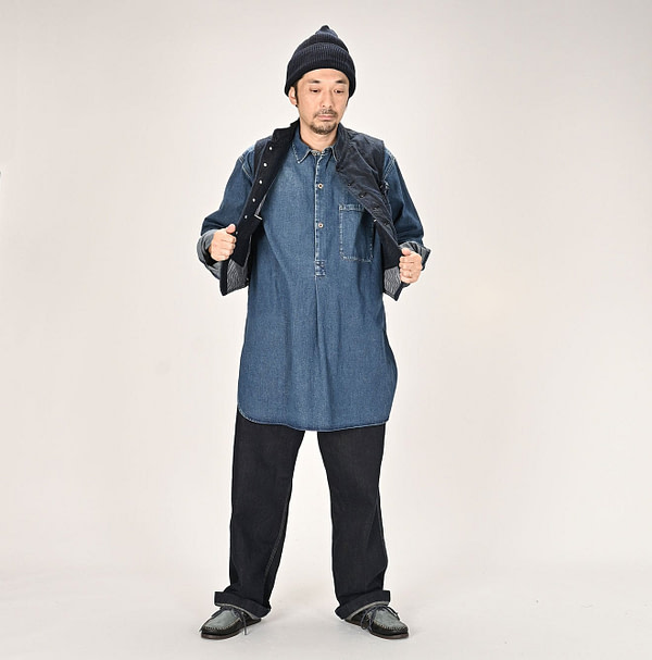 45 Petite Denim 908 Grandpa Pull Shirt Zyu Male Model