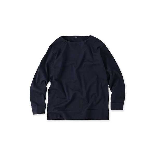 US Mou Knitsew Basque T-shirt Navy Top