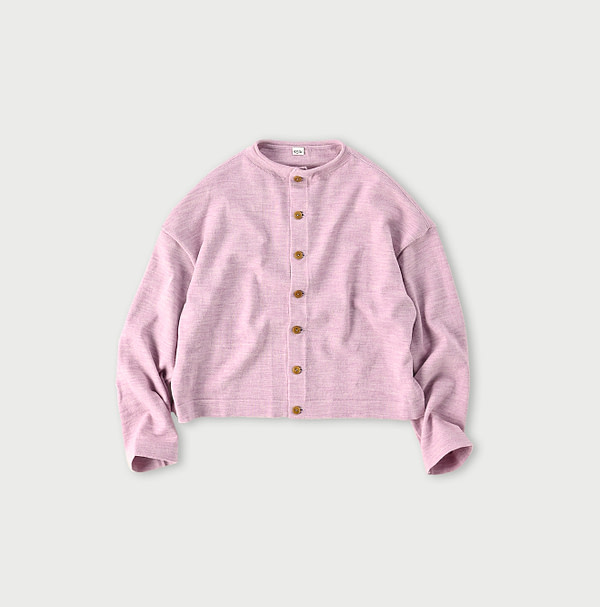 US Mou Knitsew Square Cardigan Pink Top