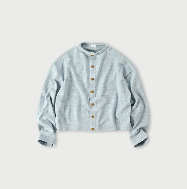 US Mou Knitsew Square Cardigan Saxe Top