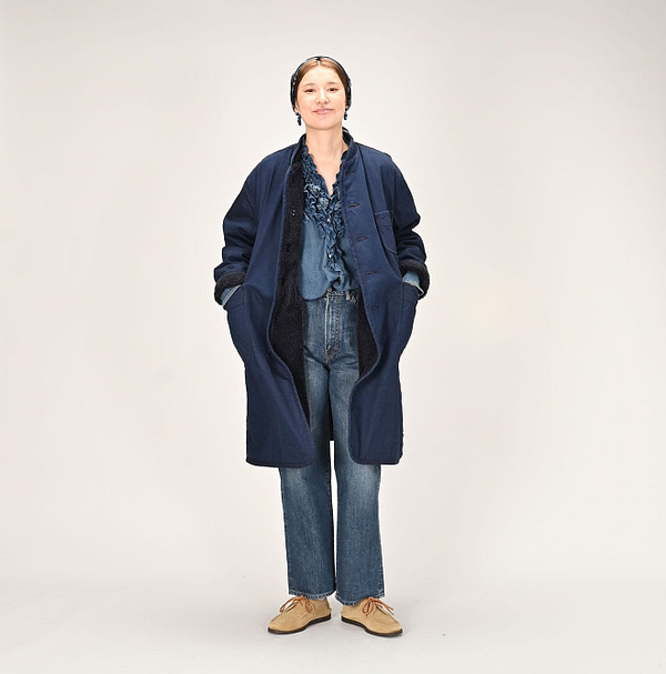 Omugi Denim 908 Lining Boa Coat Female Model