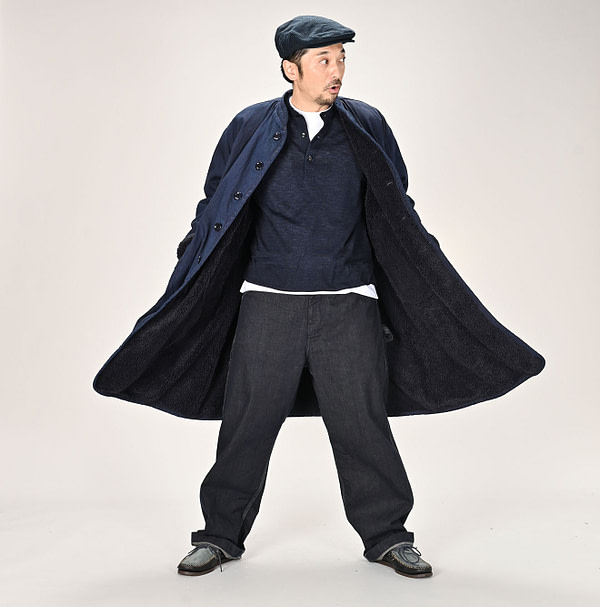 Omugi Denim 908 Lining Boa Coat Male Model