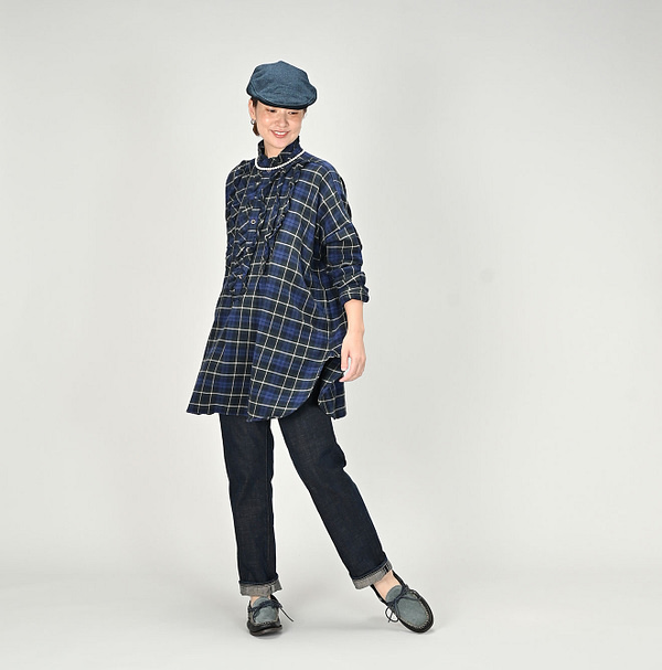 Indian Flannel Frill Tunic Female Model