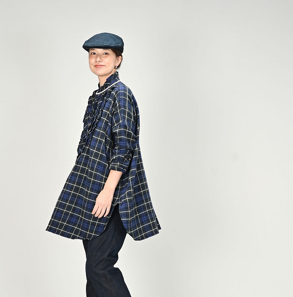 Indian Flannel Frill Tunic Female Model