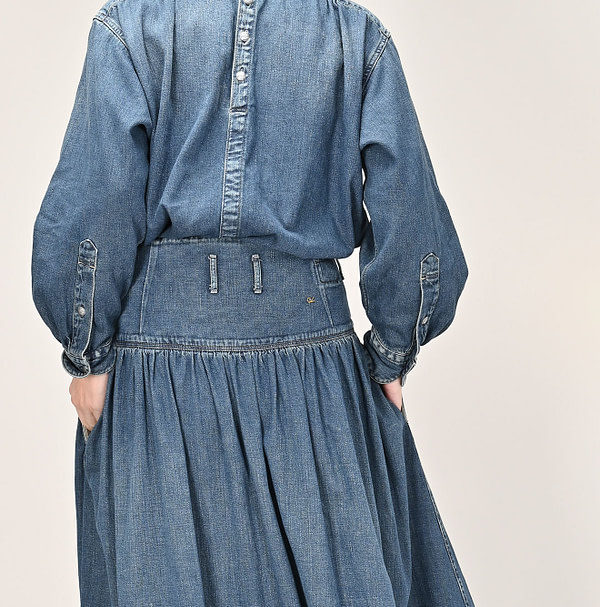 45 Petite Denim Yoke Skirt Zyu Female Model