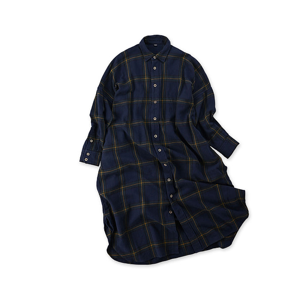 Indian Flannel Big Shirt Dress Black Watch