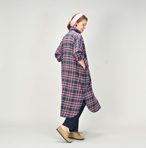 Indian Flannel Big Shirt Dress Female Model