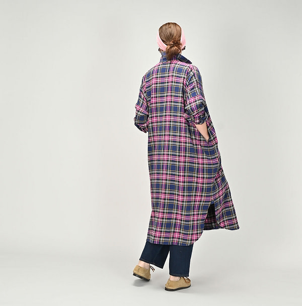 Indian Flannel Big Shirt Dress Female Model