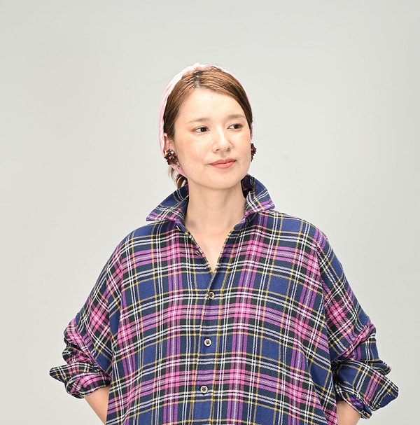 Indian Flannel Big Shirt Dress Female Model