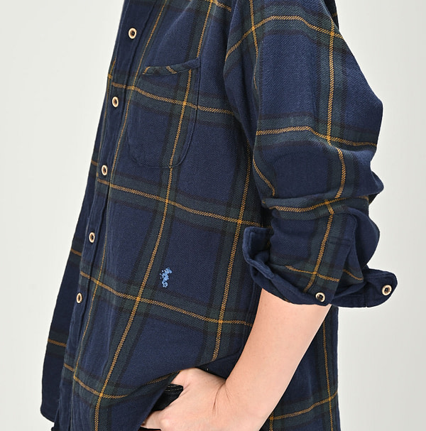 Indian Flannel 908 Ocean Button Down Shirt Female Model