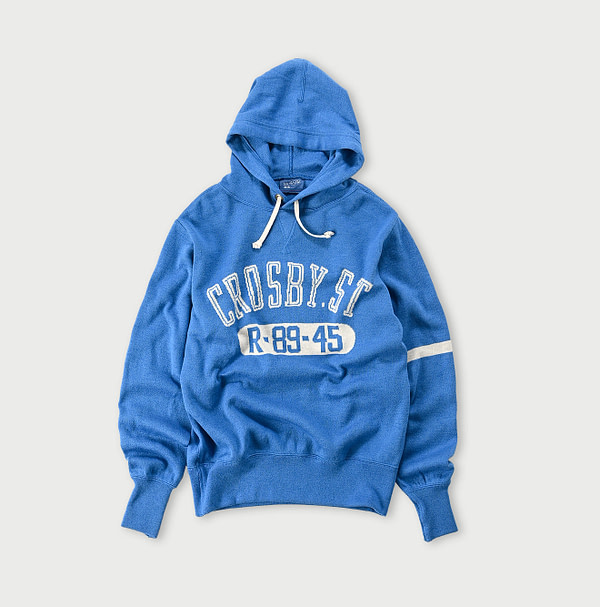 Supima Smooth 908 College Jacquard Hoodie Hayama Blue