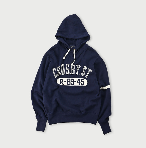 Supima Smooth 908 College Jacquard Hoodie Navy