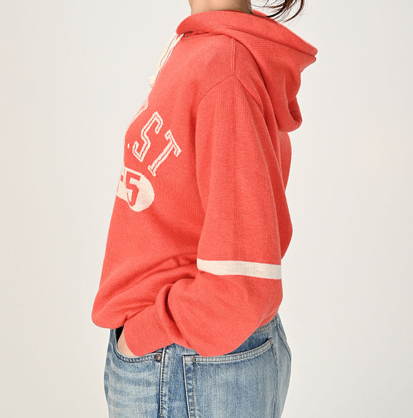 Supima Smooth 908 College Jacquard Hoodie Female Model