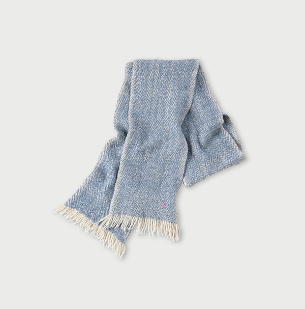 Indian Merino Cashmere Herringbone Muffler Saxe