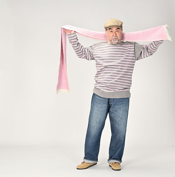 Indian Merino Cashmere Herringbone Muffler Male Model