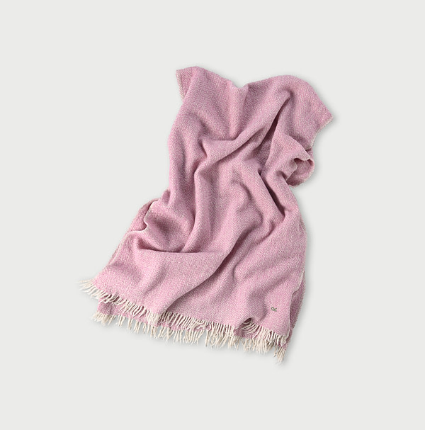 Indian Merino Cashmere Herringbone Stole Pink