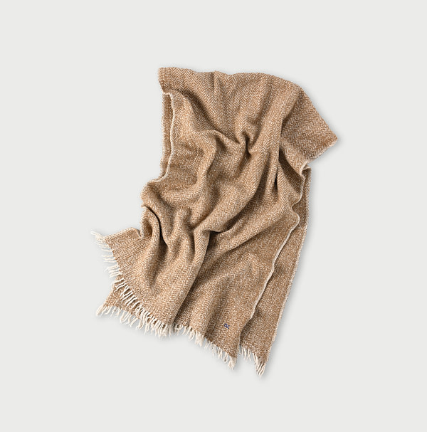 Indian Merino Cashmere Herringbone Stole Green