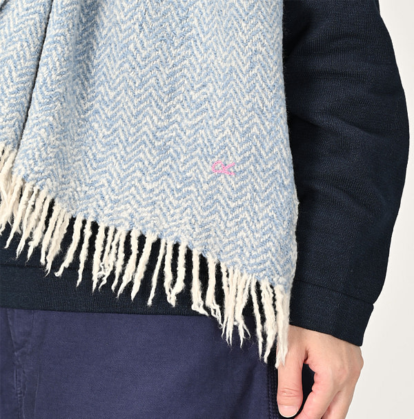 Indian Merino Cashmere Herringbone Stole Female Model