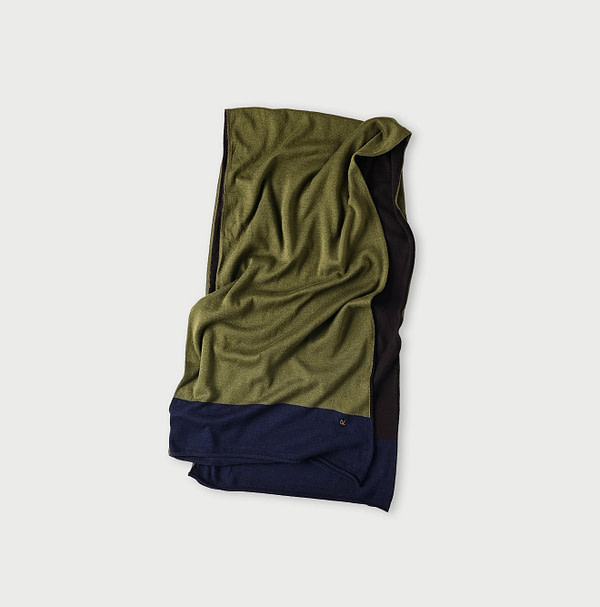 Super Gauze Tricolor Muffler Navy Base
