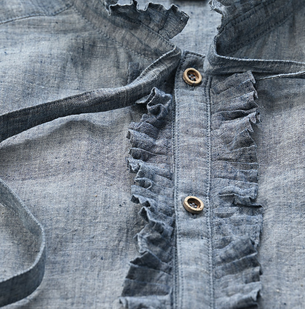 Ai Dungaree Indian Khadi Tuck Frill Boe Tie Blouse Detail
