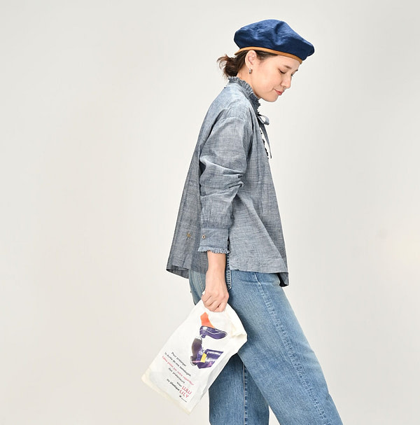 Ai Dungaree Indian Khadi Tuck Frill Boe Tie Blouse Female Model