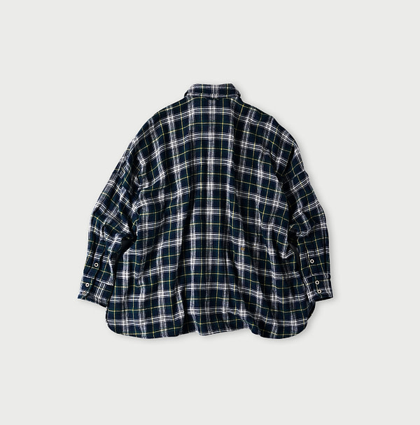 Double Woven Big Shirt Indigo Back