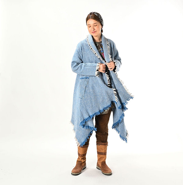 Indian Merino Poncho Long Female Model