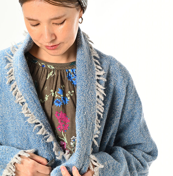 Indian Merino Poncho Long Female Model