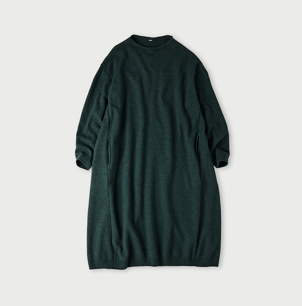 Float Boiled Wool Dress Green