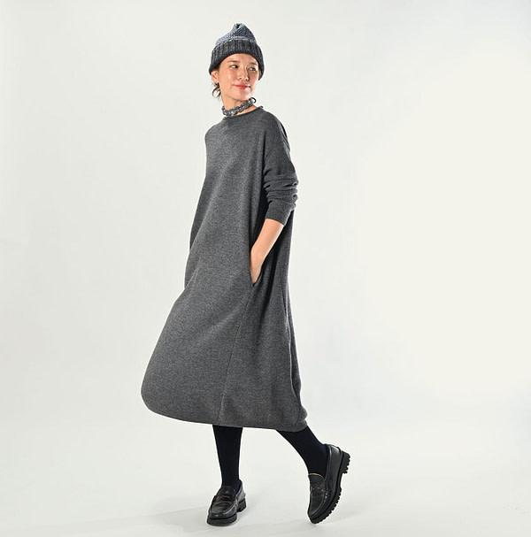 Float Boiled Wool Dress Female Model