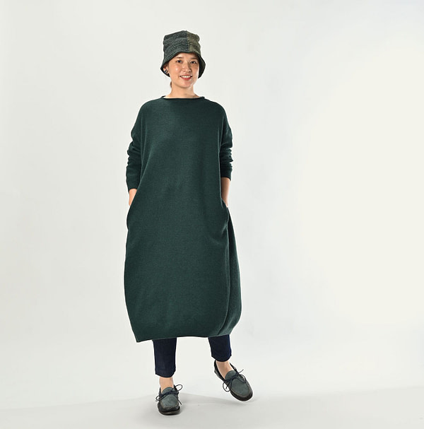 Float Boiled Wool Dress Female Model