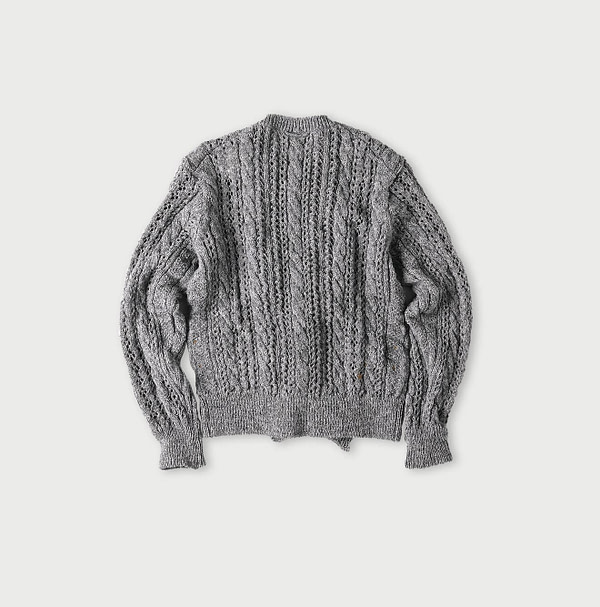 Shetland Cable Lace Frill Cardigan Back