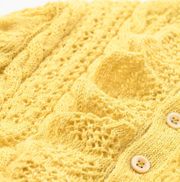 Shetland Cable Lace Frill Cardigan Detail